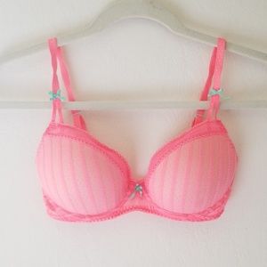 Betsey Johnson Pink Stripe Bra 30C